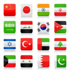 Square Flag Icons collection - Asia