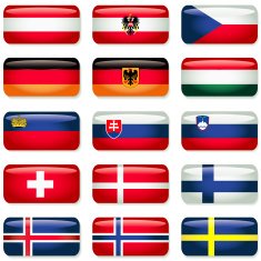 Central and Northern Europe Rectangular Flags
