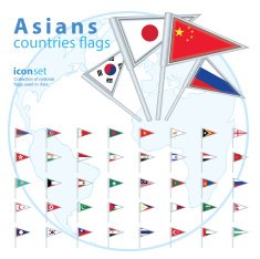 Set of Asian flags vector illustration