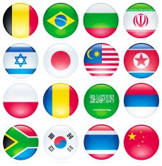 Glossy International Flag Buttons