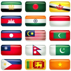 Southern Asia Rectangular Flags