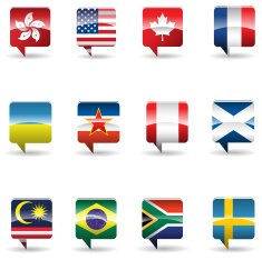 National flag collection of 12 countries