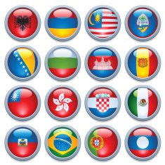 World Flag Media Buttons Four