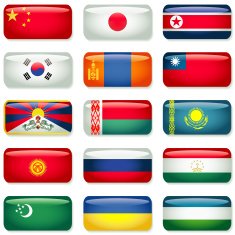 Eastern and Northern Asia Rectangular Flags