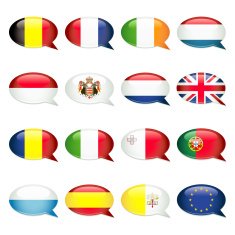 Western and Southern Europe Speech Bubble Flags
