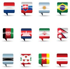Country's national Flag speech bubble collection