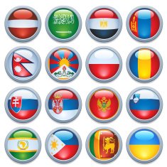 World Flag Media Buttons Five