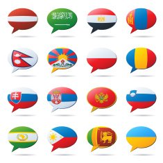 World Flag Voice Bubbles Five