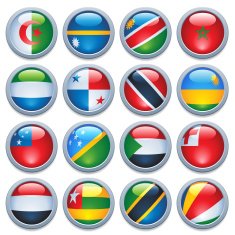 World Flag Media Buttons Seven