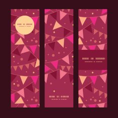 Vector christmas decorations flags vertical banners set pattern background