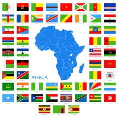 Africa - Flags and Map Illustration