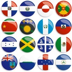 North America flags buttons N3
