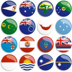 Australia and Oceania flags buttons