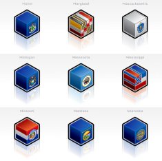 United States Flags Icons Set Design Elements N3