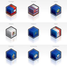 United States Flags Icons Set Design Elements N4