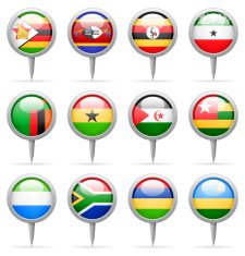 Round flag pins - Africa N3