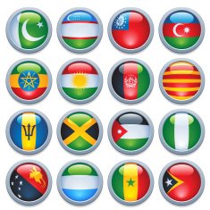 World Flag Media Buttons Six