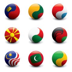 Group of Crystal Ball Flags N12