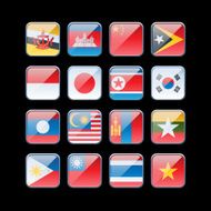 Shiny Square Flags Southeast Asia