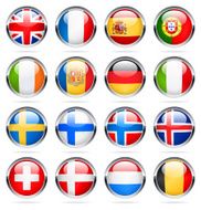 Round chrome flag icons - West and Nothern Europe