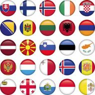 European Buttons Round Flags