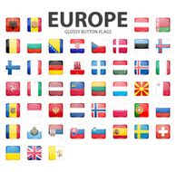 Glossy button flags - Europe Original colors