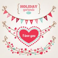Set of holiday garlands - Valentine&#039;s Day