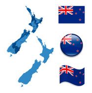 New Zealand Map and Flag Collection