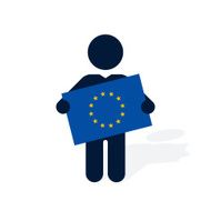 black silhouette of man with a flag the EU