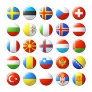 World flags round badges magnets Europe N2