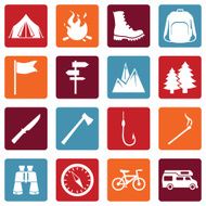 Vector Set of Hiking and Camping icons