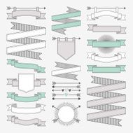 Set of ribbons arrows labels and flags