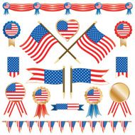 usa flags and rosettes