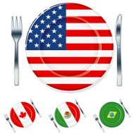American Flag Plate with Knife and Fork