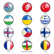 Set circle icon Flags of world sovereign states N2