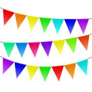 Colorful bunting and garland set isolated on white
