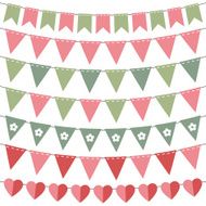 Pink and green vector bunting set