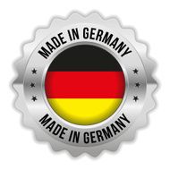 Round made in germany badge with chrome border