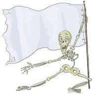 Cartoon Skeleton with Flag