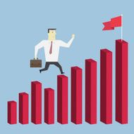 Businessman running to the top of Charts - Vector