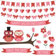 Vector set with owls in love