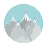 Flat Style Icon with Mountains