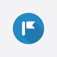 flag Flat Blue Simple Icon with long shadow