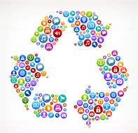 Recycling Technology Internet and Web Media Icon Pattern