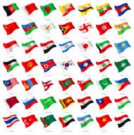 Asia - Waving Flags Illustration