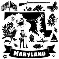 Maryland state map and icons