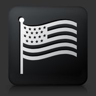 Black Square Button with American Flag Icon