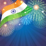 India holiday background Flag and Fireworks