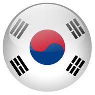 Button of South Korea flag on white background