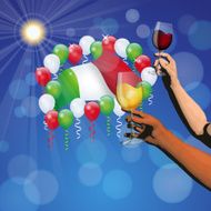 Italian holiday background Flag and balloons Cheers